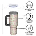 thumbnail image 4 of 40oz Pioneer Flower Floral Print Pattern Insulated Tumbler with Handle, BPA-Free Leak Proof Lid and Straws, Double Wall Vacuum, Hot 12h/Cold 34h, 4 of 6