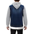 thumbnail image 2 of Men's Two Tone Jean And Grey Jersey with Removable Hood Denim Trucker Jacket (Dark Blue, 2XL), 2 of 4