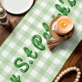 thumbnail image 3 of St. Patrick's Day Table Runner - 72 Inch Long Spring Botanical Clovers Coin Green Check Cotton and Linen Blended Dress Scarves Farmhouse Table Runner for Kitchen Dining, Coffee Table, 13" x 72", 3 of 8