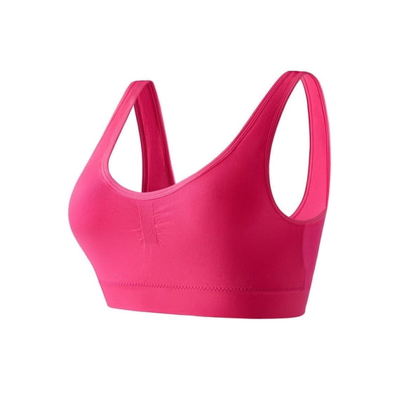 Sports Bras for Women Plus Size Seamless Wirefree Yoga Bra with Removable Pads Pink 2XL
