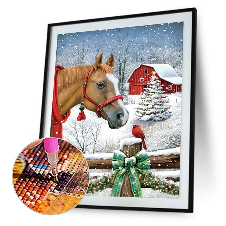 Noche Blue Horse Diamond Painting Kits for Adults and Kids，5D DIY Full  Drill Round Art Diamond Art Perfect for Home Wall Decor 12x18 inch