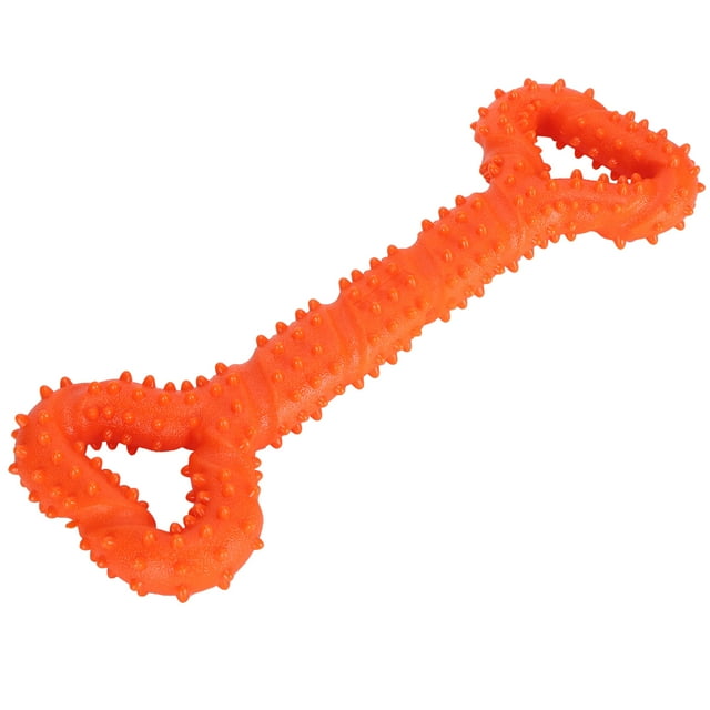 Juguete masticable para perros TPR, palo de limpieza de dientes con forma de hueso, juguete Molar interactivo para mascotas, color naranja