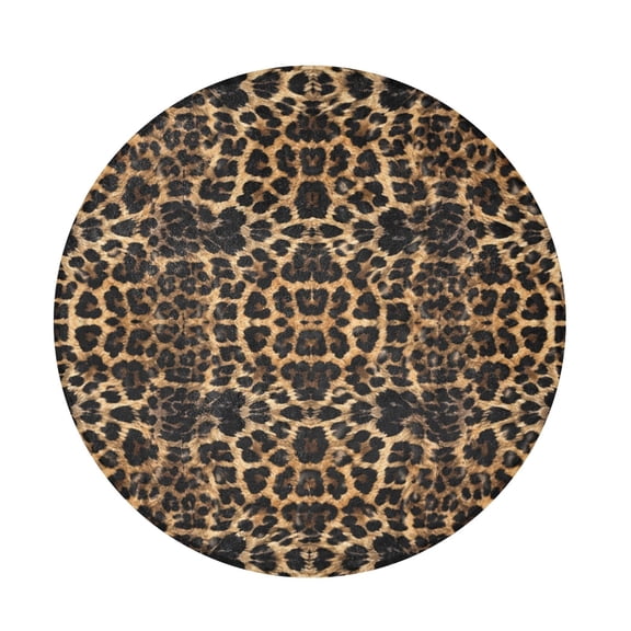 Wobogo Cheetah Round Rug Soft Shaggy Plush Area Rug with Non Slip Backing for Bedroom Home Decor