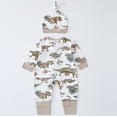 thumbnail image 5 of WIBACKER Convertible Footie Pajamas for Newborn Baby Boys Viscose from Bamboo Dinosaur Infant Sleepers with Hat 2-Way Zipper PJs 3-6M, 5 of 12