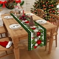 thumbnail image 3 of Linen Green and Black Buffalo Check Plaid Christmas Table Runner 108 Inches Long Farmhouse Winter Christmas Xmas Holiday Home Kitchen Table Decorations, 3 of 6