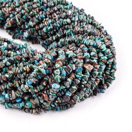 QNAVIC Natural Chrysocolla Gemstone Beads Nugget Chips Drilled Stone Chakra Healing Crystals DIY Jewelry Making Wholesale Bulk Loose Supply Strand 33 inch (1 Strand)