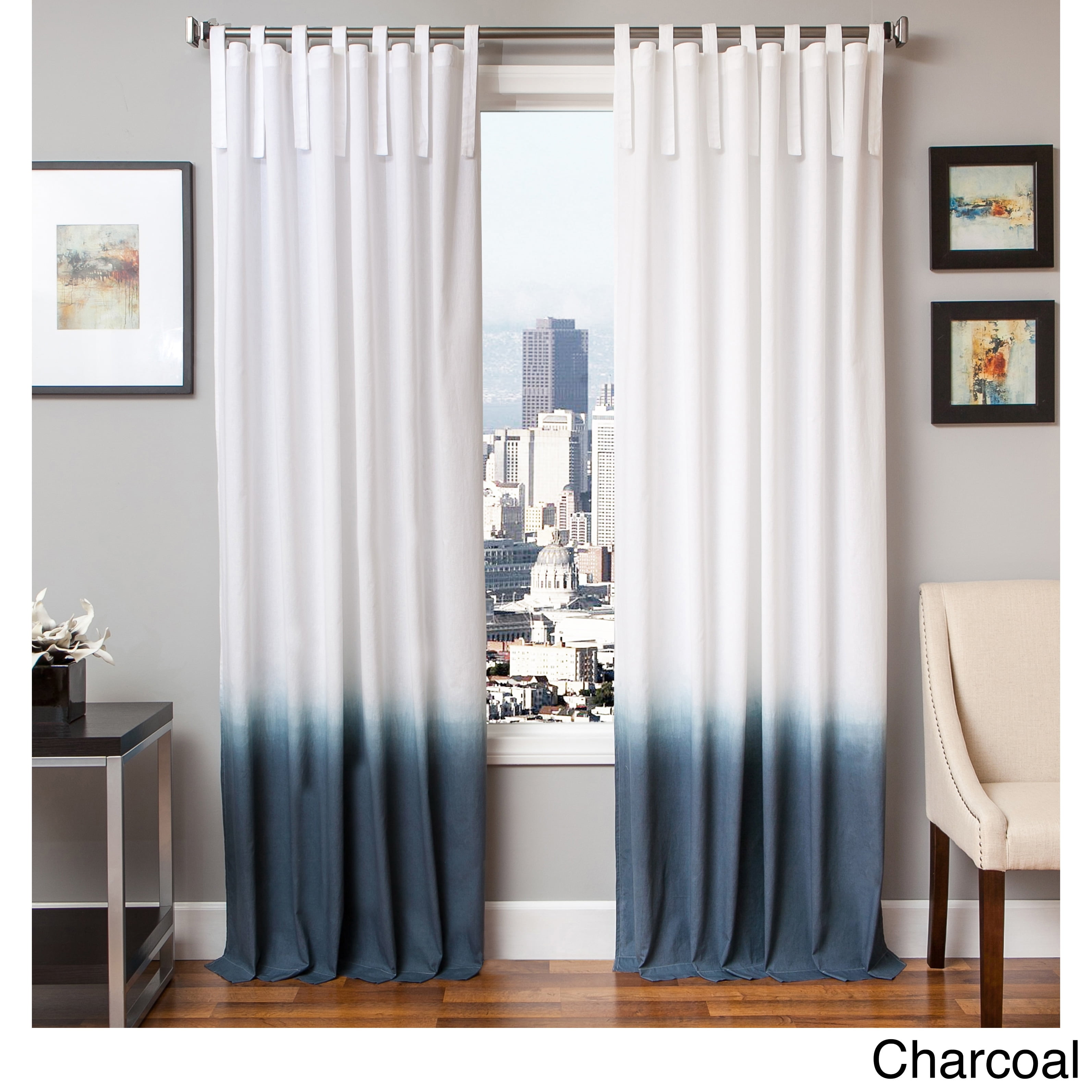 Softline Tie Tab Ombre Cotton And Linen Curtain Panel Walmart Com