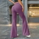 thumbnail image 2 of Pantalones rectos de yoga para mujer: tiro medio, pierna ancha, cintura elástica, bolsillos laterales profundos, lavado a mano, poliéster-spandex, tallas XS-XL, para el trabajo/el fin de semana., 2 of 5