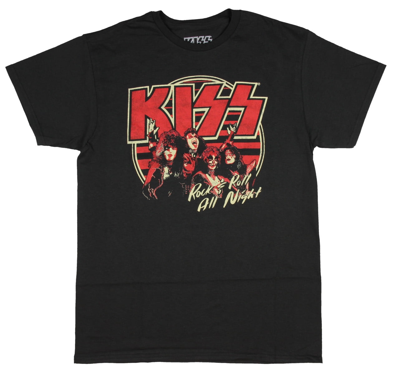 KISS Band Shirt And Roll All Night Graphic Mens' Black Cotton T-Shirt (Medium) - Walmart.com