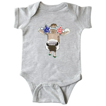 

Inktastic 4th of July Patriotic Cow in Shades Gift Baby Boy or Baby Girl Bodysuit
