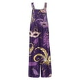 thumbnail image 3 of Fgvctg Mardi Gras Womens Overalls Wide Leg Pant Carnival Party Spaghetti Straps Comfy Mask Graphic Jumpsuits Sleeveless Bib Overalls Sprimg Rompers Clothes With Pockets Light Purple XXXL, 3 of 6