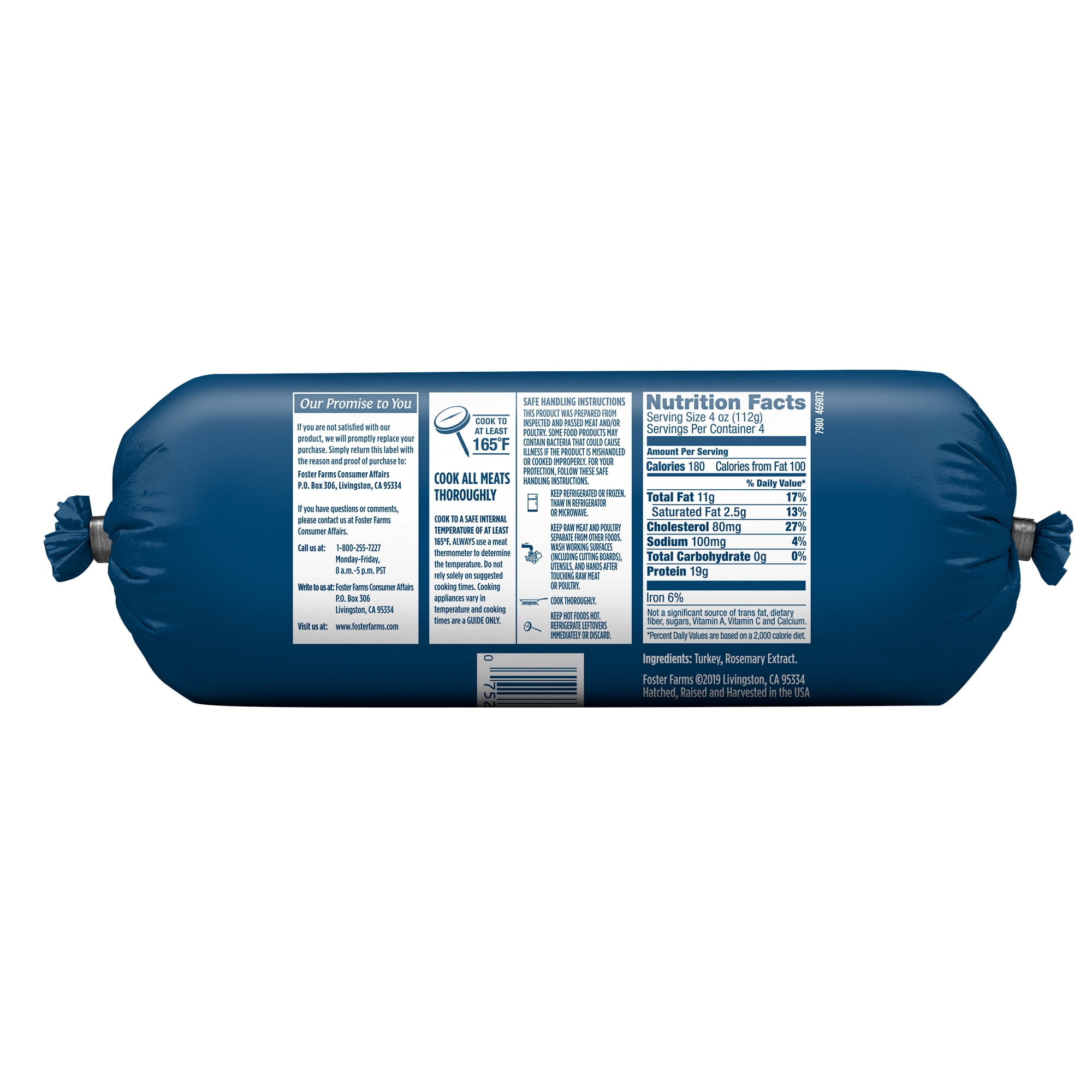 Foster Farms 90% 1 LB Ground Turkey Roll
