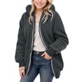 thumbnail image 2 of MAIHAN-Girls' Fleece Zip - Up Hoodie - Casual Warm Long - Sleeve Coat for Fall & Winter,Fleece Jacket(Dark Gray,3-4Y), 2 of 5