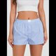 thumbnail image 5 of Pantalones Cortos de Pijama A Cuadros Y2K para Mujer, Tipo Bóxer Elástico, Estilo Urbano Raya S, 5 of 10