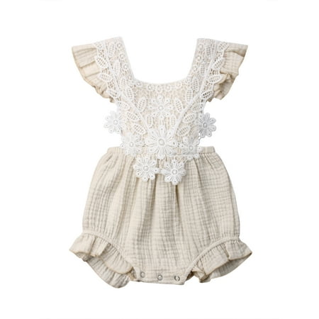 

Gwiyeopda Newborn Kids Baby Girls Ruffle Lace Romper Bodysuit Playsuit Clothes Outfit