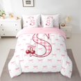 thumbnail image 2 of Feelyou Buffalo Initial Letter Bedding Comforter Set 7pcs for Kids, Kawaii Pink Ribbon Bow-tie King Bedding Sets, Monogrammed S Reversible Bed Sheets, Lightweight Room Decor, 2 of 8