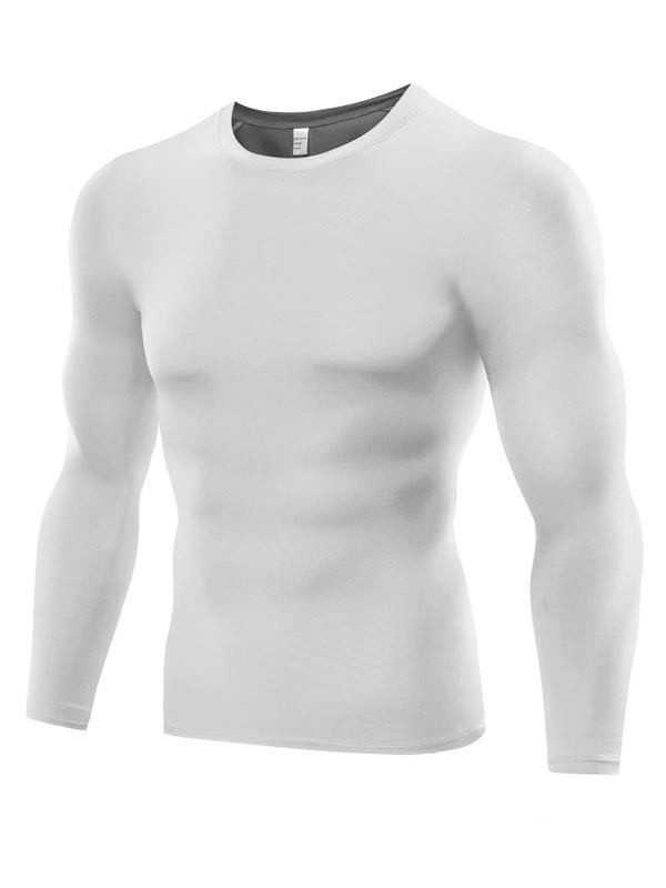 Cool Dry Compression Long Sleeve Sports Baselayer T-Shirts Tops Mens Pack of 3