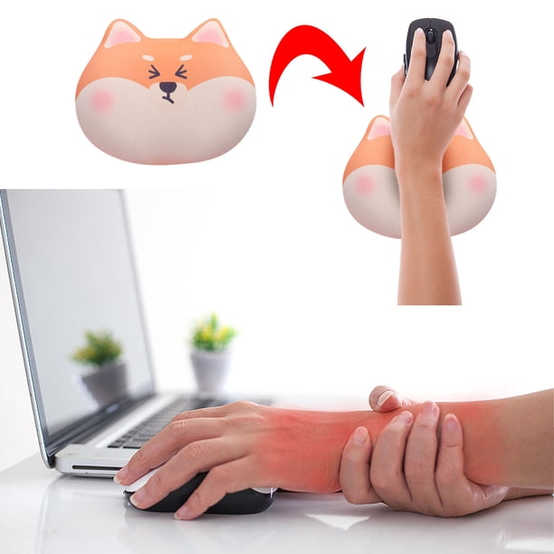 Almohadilla de espuma de silicona para muñeca con diseño de Shiba Inu, soporte ergonómico, base antideslizante para uso en oficina, juegos y hogar.