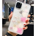 thumbnail image 2 of iPhone 11 Pro Floral Case Girls Women Sparkle Glitter Pressed Dry Real Flower Cover Flexible Soft Rubber Crystal Clear Case for iPhone 11 Pro (Hydrangea-Pink), 2 of 10