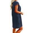 thumbnail image 5 of Hvot&aat Women's Cap Sleeve Tshirt Dress Casual Summer Crewneck Solid Color Tunic Mini Dresses with Pockets, 5 of 7