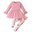 thumbnail image 1 of Gibobby Conjunto de ropa para bebé y niño Niñas Pequeñas Invierno Manga Larga Color Sólido Volantes Estampados De Flores Tops Pantalones 2pcs Trajes Conjuntos Ropa(Rosa, 18-24 Meses), 1 of 4