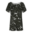 thumbnail image 5 of cfhntfmh 2 Piece Outfits for Women Summer Trendy Print Round Neck Buttons Tops Baggy Pocketed Shorts Loungewear Sets, 5 of 7