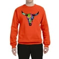thumbnail image 2 of Wild Bobby, Colorful Rainbow Cow Bull Skull Animal Lover Unisex Crewneck Graphic Sweatshirt, Orange, 2XL, 2 of 3
