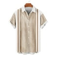 thumbnail image 4 of ZCFZJW Men's Vintage Bowling Shirt Short Sleeve Button Down Summer Cuba Beach Shirts Casual Striped Printed Vacation Tees Shirt Tops Coffee M, 4 of 6