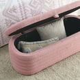 thumbnail image 3 of KOSSMAI Upholstered Tufted Strip Storage Bench Ottoman 45.5" For Living Room Bed Room Office Entry Pink, 3 of 8