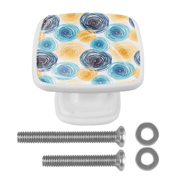 4 Pieces Set Drawer Pulls Handle Square Wardrobe Cabinet Knobs with Stainless Steel Screws Furniture Kitchen Decor