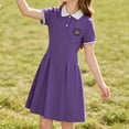 thumbnail image 5 of Girls School Uniform Dress Elegant School Style Girl Dress with Color Contrast Collar Defined Waist for Everyday Casual Campus Wear Girls Purple 9 Years, 5 of 8