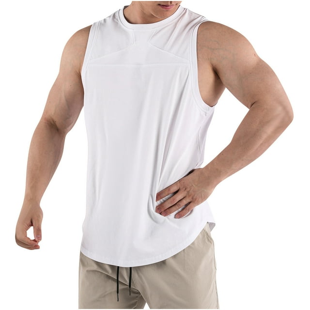 Camiseta para Hombres Moda Hombres Color Casual Ropa Deportiva de Fitness Camiseta de Cuello Redondo