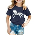 thumbnail image 2 of Girls T Shirts Summer Short Sleeve Printed Crewneck Tee Casual Daily Girls Clothes Navy 8-9 Years, 2 of 4