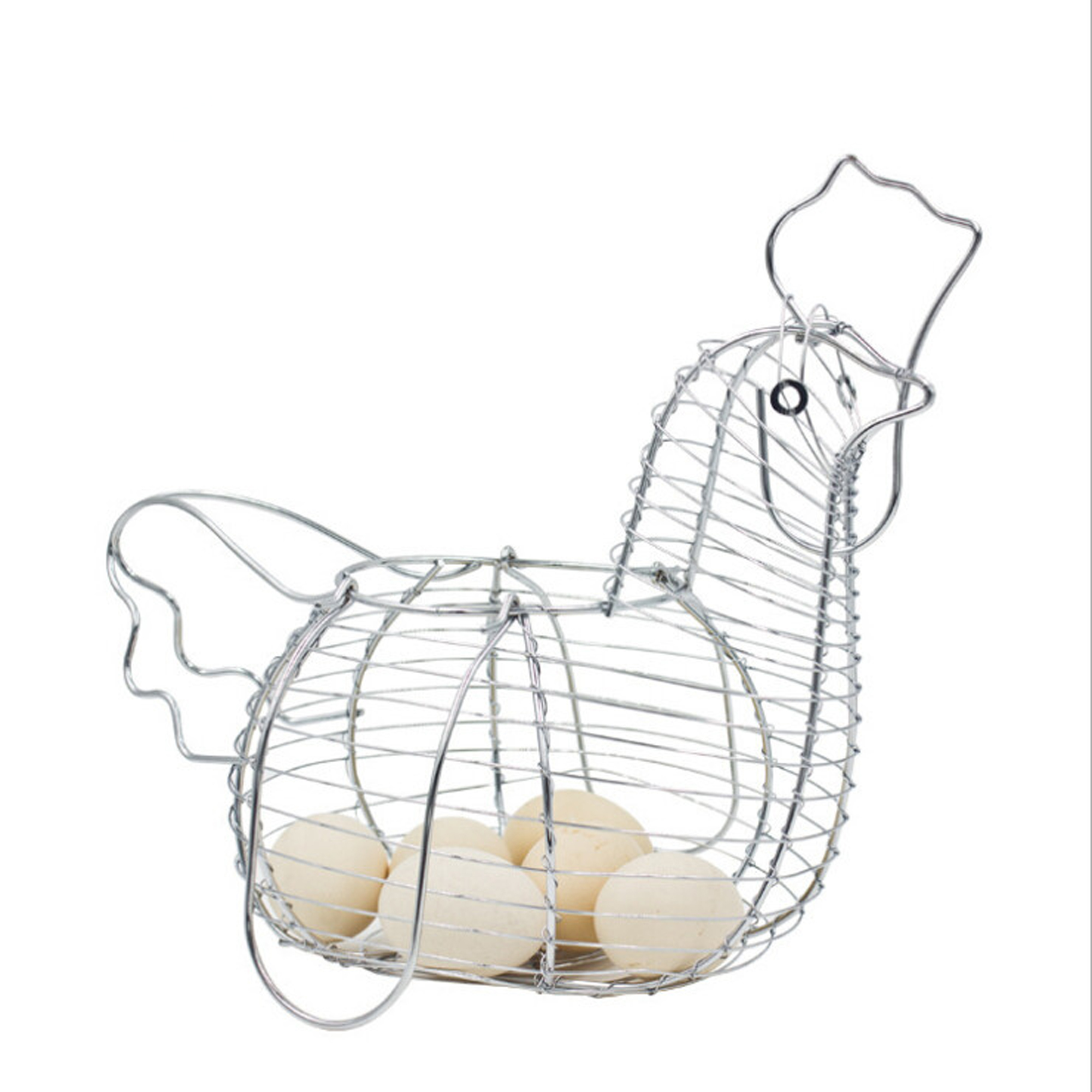 Sunisery Chicken Egg Holder Basket Large Metal Wire Hen Shaped Kitchen