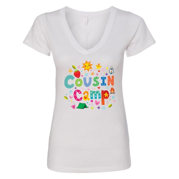 Inktastic Cousin Camp Reunion Women's V-Neck T-Shirt