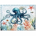 thumbnail image 2 of Area Rugs Indoor Non-Slip Rectangle Rug 2x3 Ft Coastal Octopus Ocean Coral Seaweed Summer Nautical Rug Rubber Backing Floor Mats Non Shedding Home Decor Carpet for Entryway Living Room, 2 of 8