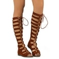 thumbnail image 1 of New Women Breckelles Rita-71 Suede Gilly Tie Peep Toe Knee High Gladiator Sandal, 1 of 3