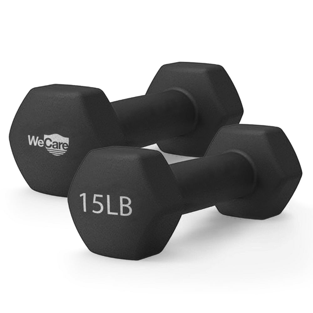 WeCare Hex Dumbbell Weights, Neoprene Rubber Encased, AntiSlip, Anti