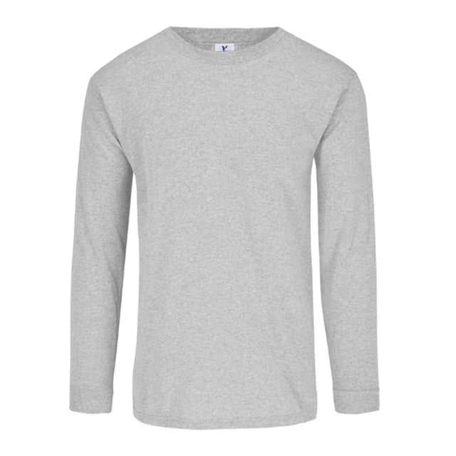 Playera Yazbek Peso Completo Cuello Redondo Manga Larga Gris Jaspe Talla Doble Extra Grande