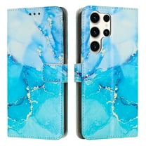 for Samsung Galaxy S25 Ultra Wallet Case for Women Girls, Marble Pattern PU Leather Flip Cover with Card Holder Kickstand Strap, Shockproof Protective Phone Case for Samsung Galaxy S25 Ultra, Blue