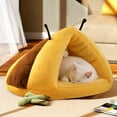 thumbnail image 6 of Plush Semi Enclosed Cat Bed, Calming Nest, Self-Warming Cave, Cozy Pod for Indoor Cats or Small Dogs, Removable Washable Cove With Non-Slip Bottom,15.75x17.72 in （Yellow）, 6 of 6