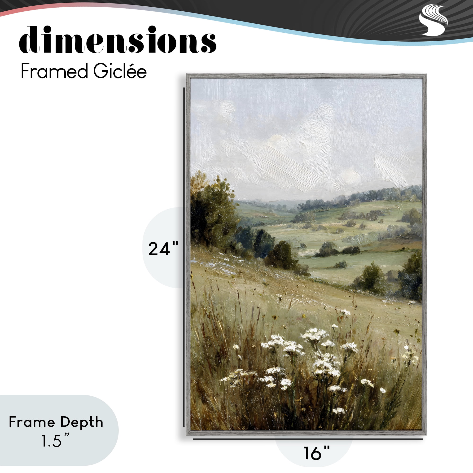Stupell Industries Hill of White Flowers Gray Framed Giclee Art, design by Petal Prints Design