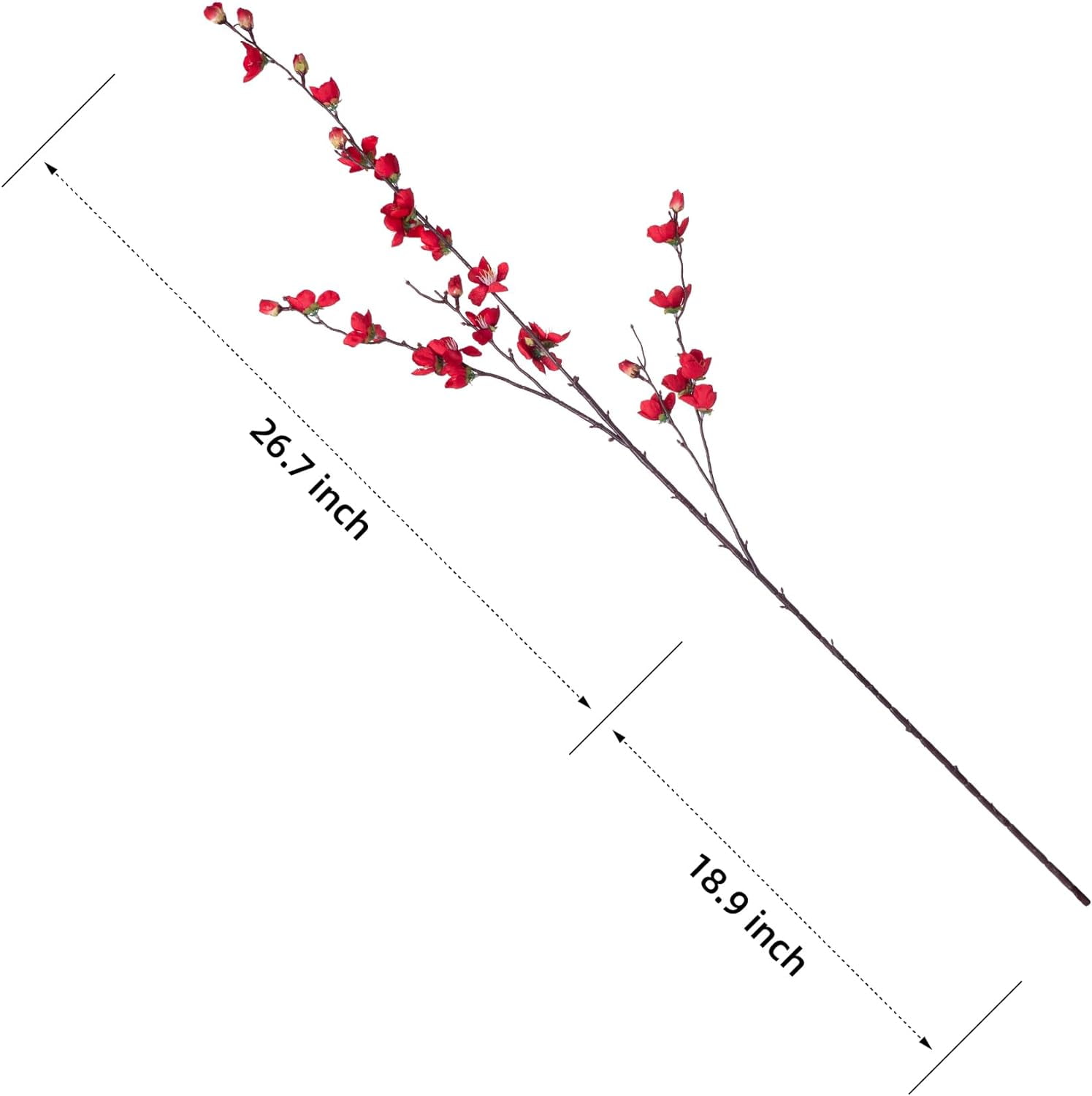 Artificial Faux Plants Flowers Indoor Spring Decor，4 Bundles Fake Silk Plum Blossom,Faux Silk Cherry Blossom Branches for Wedding Office Party Hotel Home Decor，Vase Not Included(White)