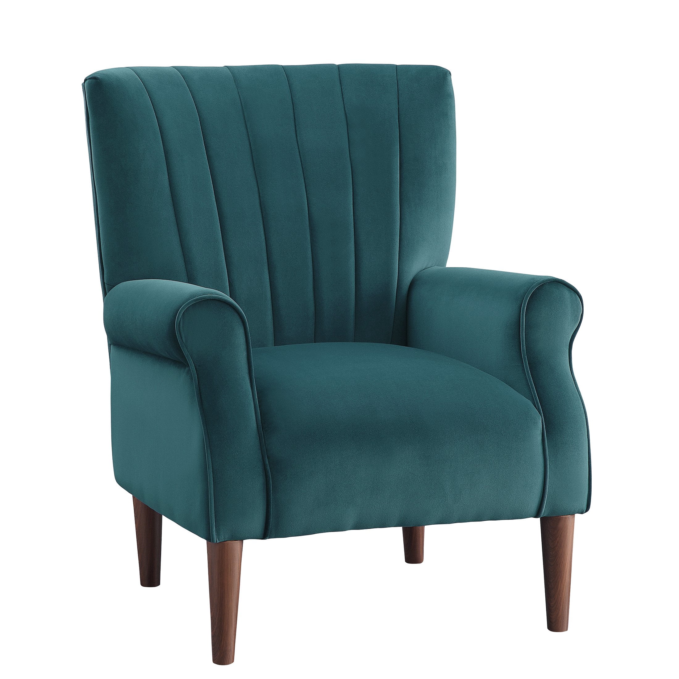 OakvillePark Larue Velvet Fabric Upholstered Accent Chair, Peacock