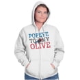 thumbnail image 5 of Popeye To My Olive Oyl Cute Couple Zip Hoodie Sweatshirt Women Brisco Brands X, 5 of 6