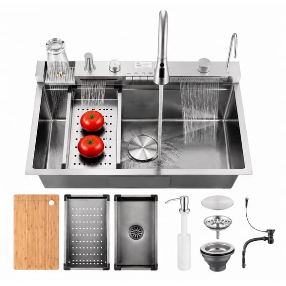 Drop In Kitchen Sink 30 Inch Single Bowl, Top Mount Stainless Steel Kitchen Sink, Deep Rust Resistant Kitchen Sink with Noise Reduction