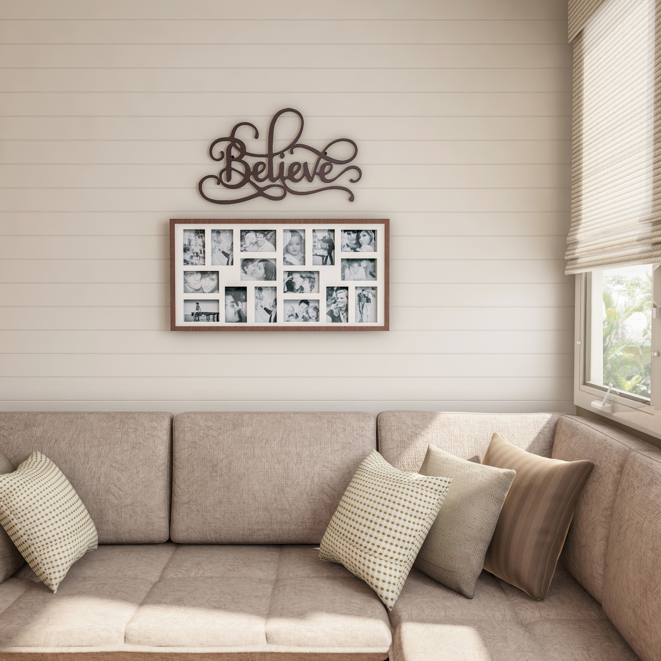 Lavish Home Believe Metal Word Art Wall Decor (Distressed Brown)
