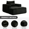 thumbnail image 5 of TUANLUO Chaise Lounge Indoor, 62.5" Oversized Corduroy Lounge Chair with Ottoman, Upholstered Couch for Living Room, No Assembly Required, Black, 5 of 9