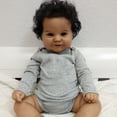 thumbnail image 4 of 20 Inches Tamaño de Bebé Real Dulce Sonriente Enraizado Cabello Rizado Realista Afroamericano Bebé Renacido Muñeca Realista Recién Nacido Cuerpo de Tela Suave Muñecas en Piel Castaño Oscuro, 4 of 7
