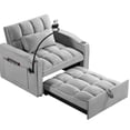 thumbnail image 3 of Multi-pockets Sleeper Chair - Heavy Duty, 1 Seat Bed Pull Out Soft Velvet, Adjustable Angle, 3 of 6